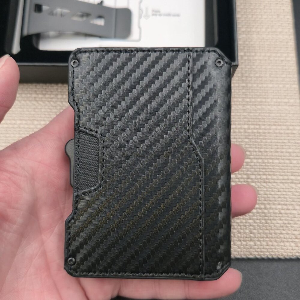 Carbon Fiber Style Front Pocket Wallet With Clip B1086 - Picture 4 of 9